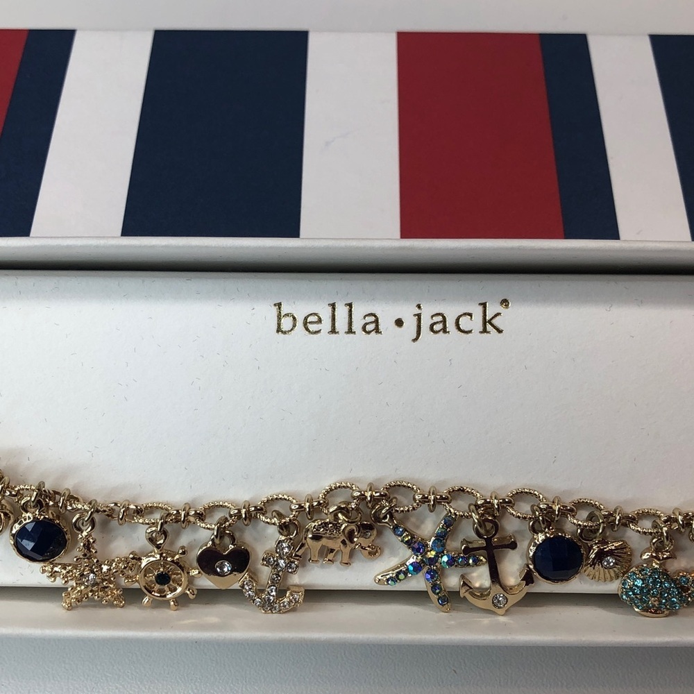 Bella Jack Golden Charm Bracelet Nautical Beach Coastal Chic NEW in Box - Picture 8 of 8